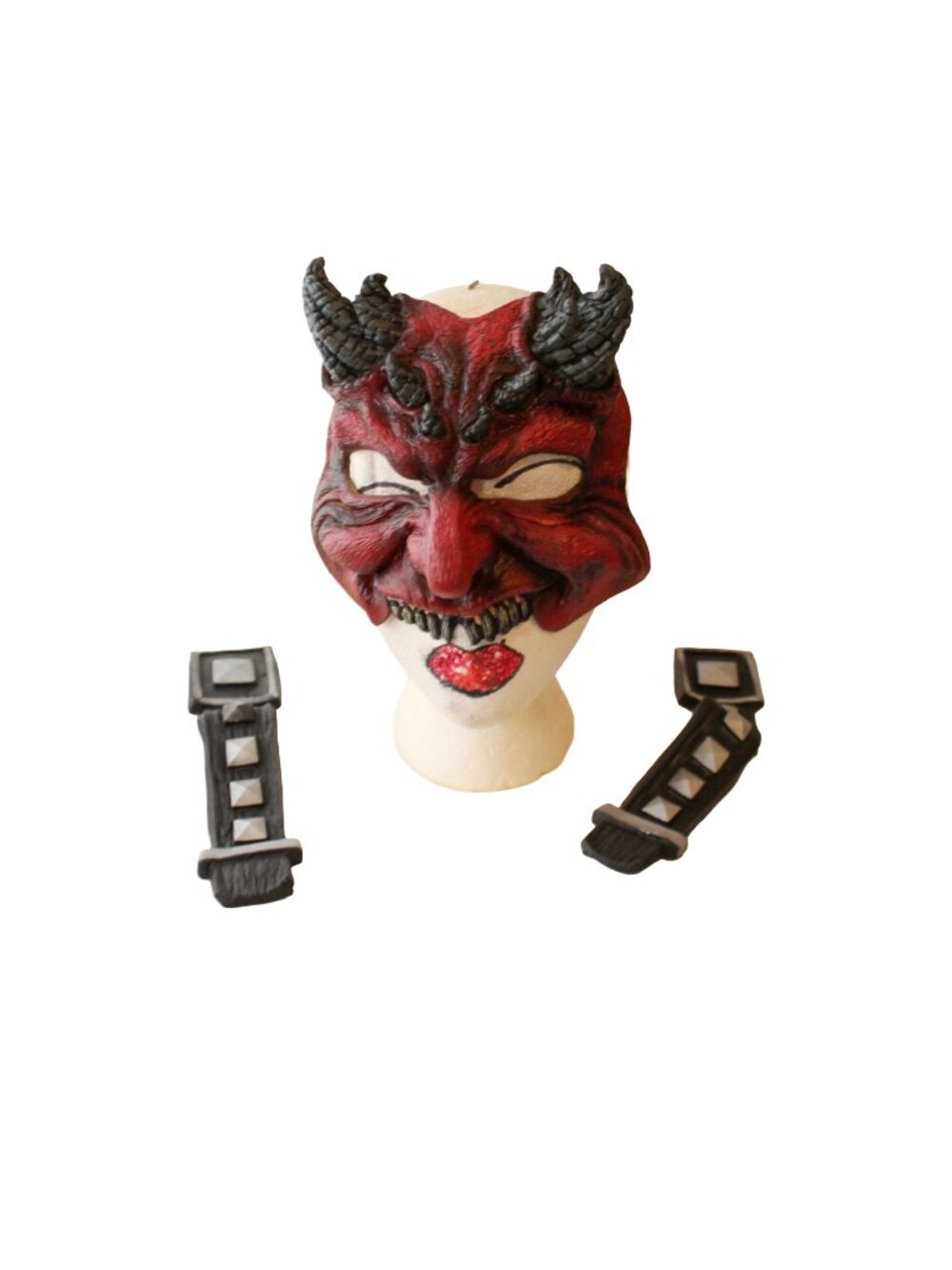 Vintage 90s Disguise Devil Mask and Cuffs Set